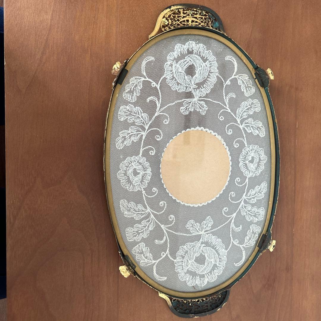 【匿名配送】ドレッシングトレイ　プチポワン　バラ　アンティーク　雑貨