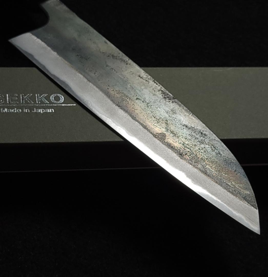 白紙1号 黒打 三徳包丁 180㎜ G1324 焼栗柄 月光作