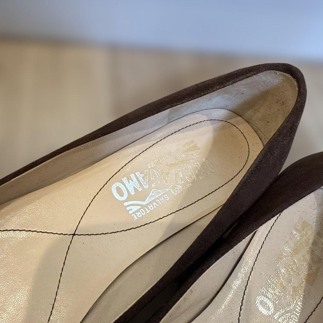 ◾️フェラガモ　ブラウン　バレエフラットシューズ　361/2