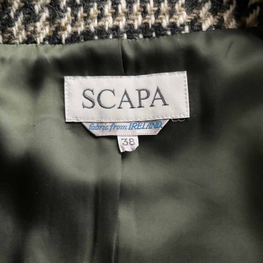 スキャパ　モスグリーン千鳥柄 コートとヒートテック2枚