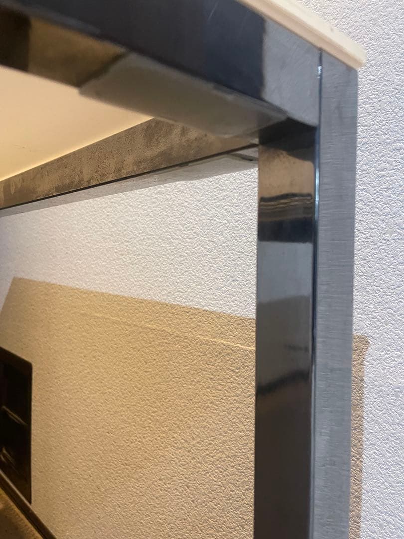 TORSBY テーブル ハイグロス ホワイト クロムメッキ 180×85 コタツ