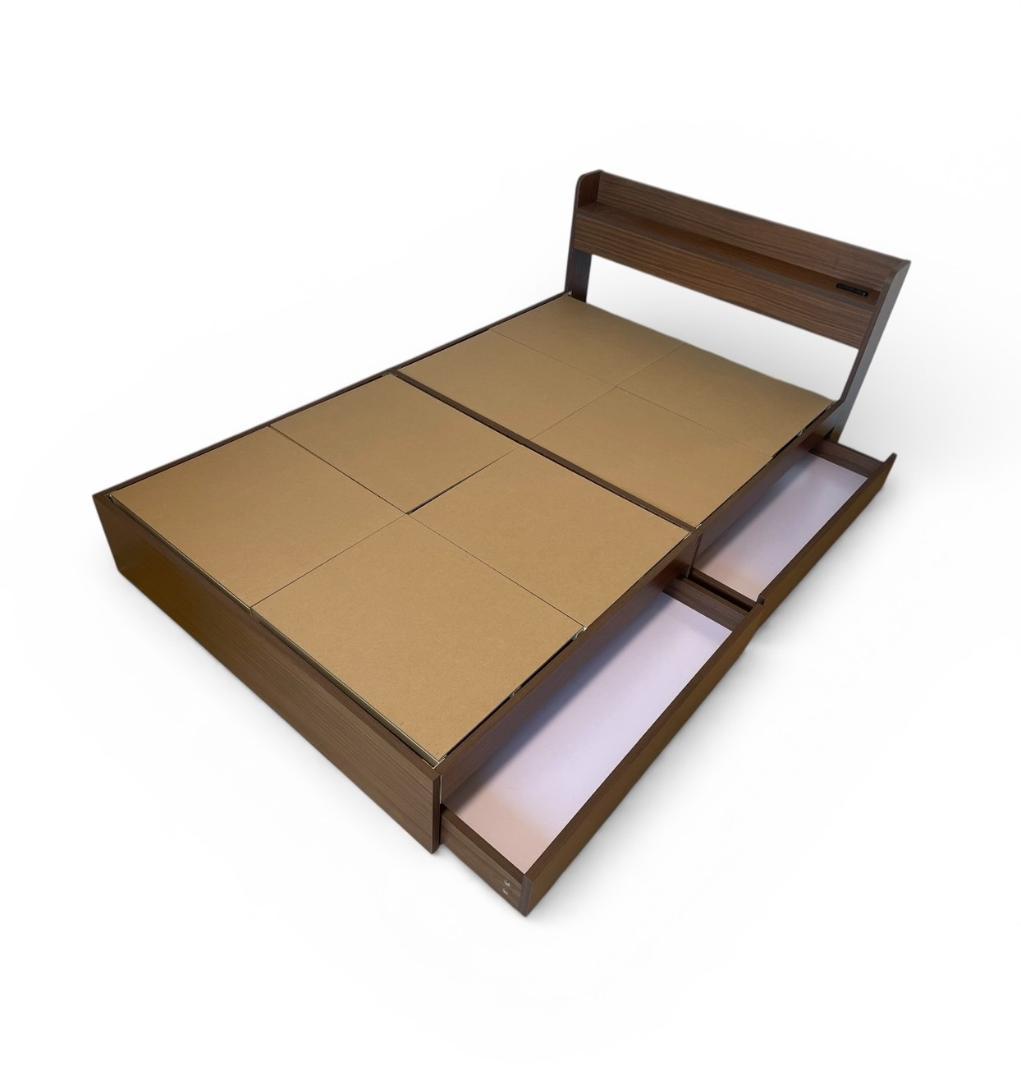 大阪京都限定 美品 ベッドフレーム セミダブル マットレス付き 収納付き