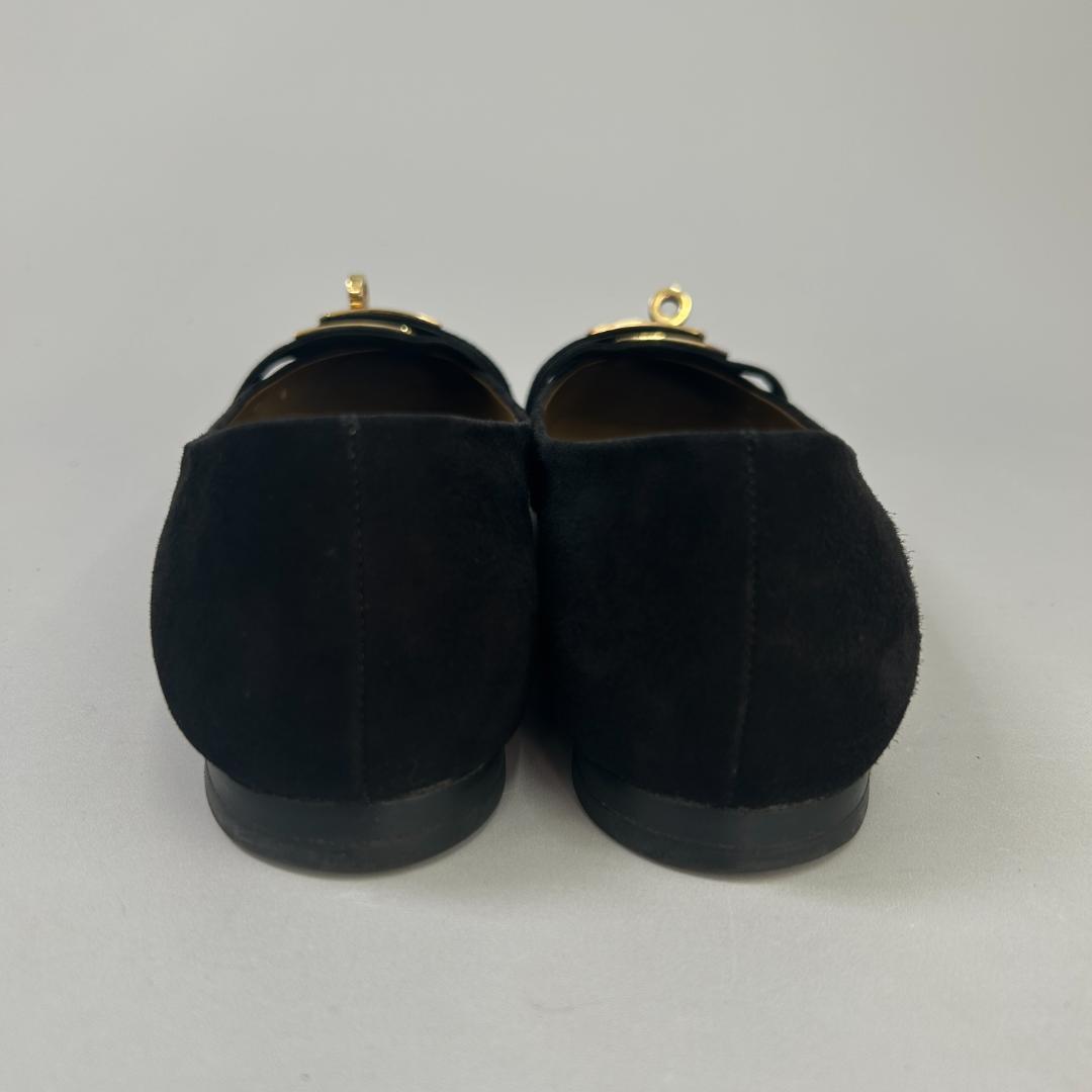 エルメス フラット シューズ パンプス ビルバオ 37.5 ケリー バックル 靴