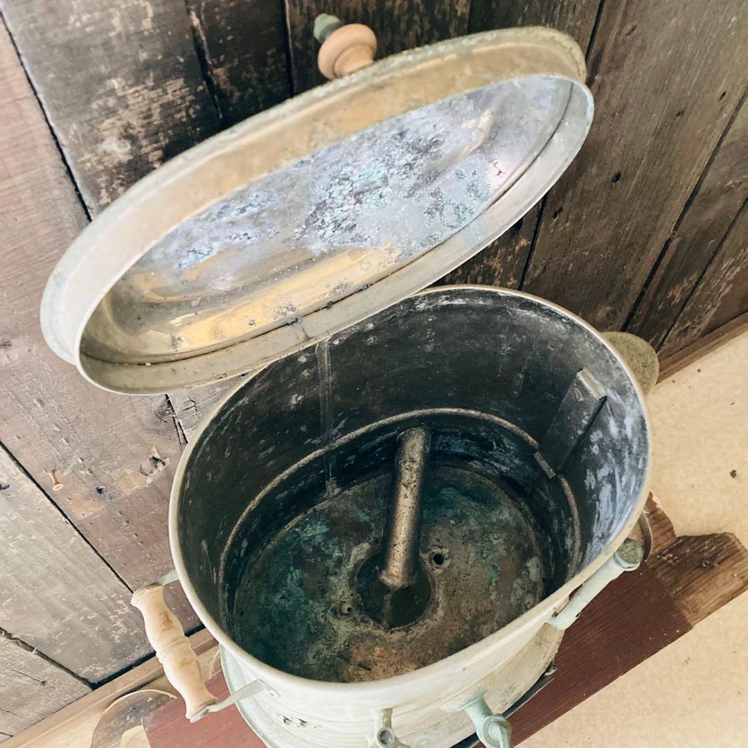 昭和レトロ　タオル蒸し器　理容器具　散髪屋　ブリキ　ジャンク