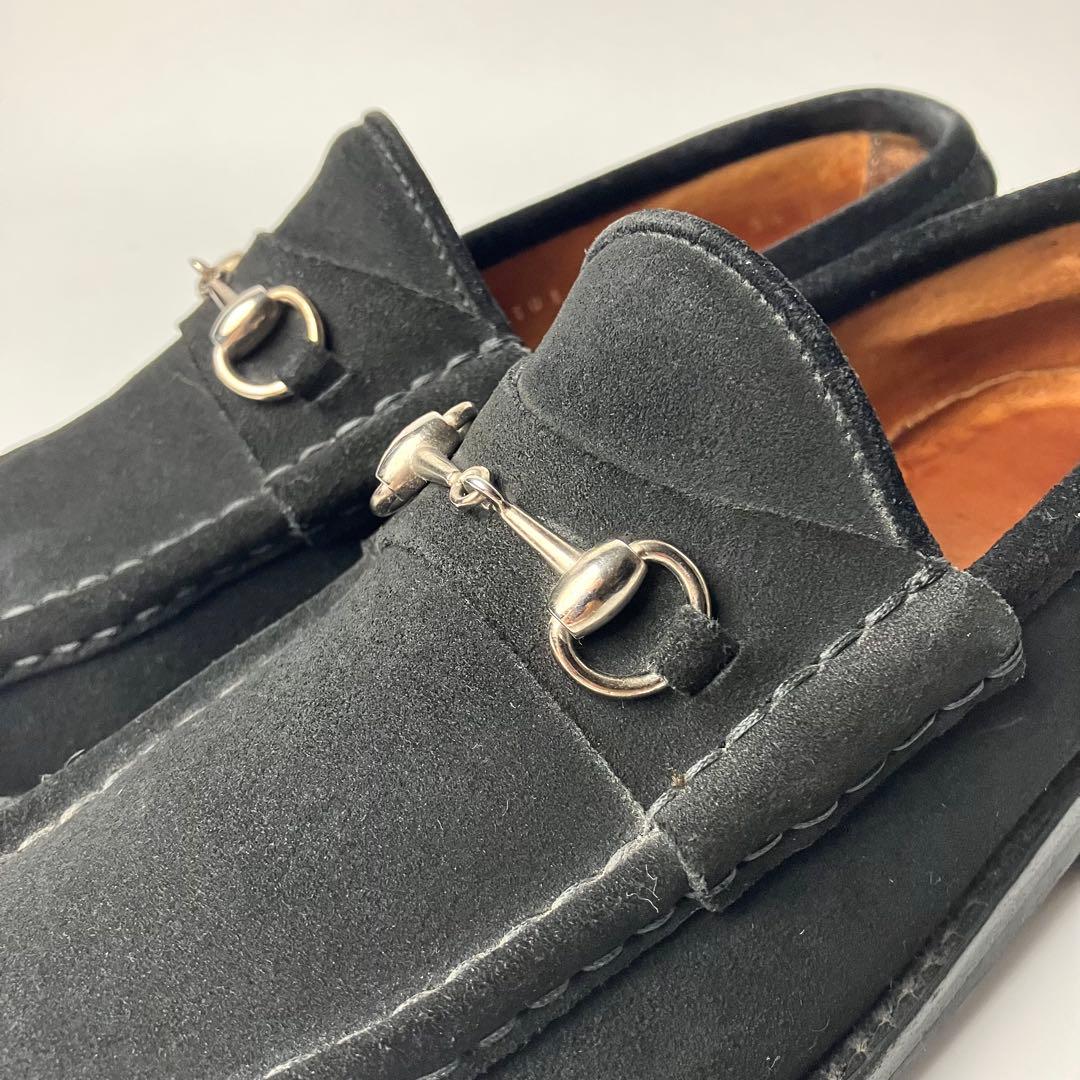 【美品】GUCCI ラグソール　スクエアトゥ　ホースビットローファー　22.5黒