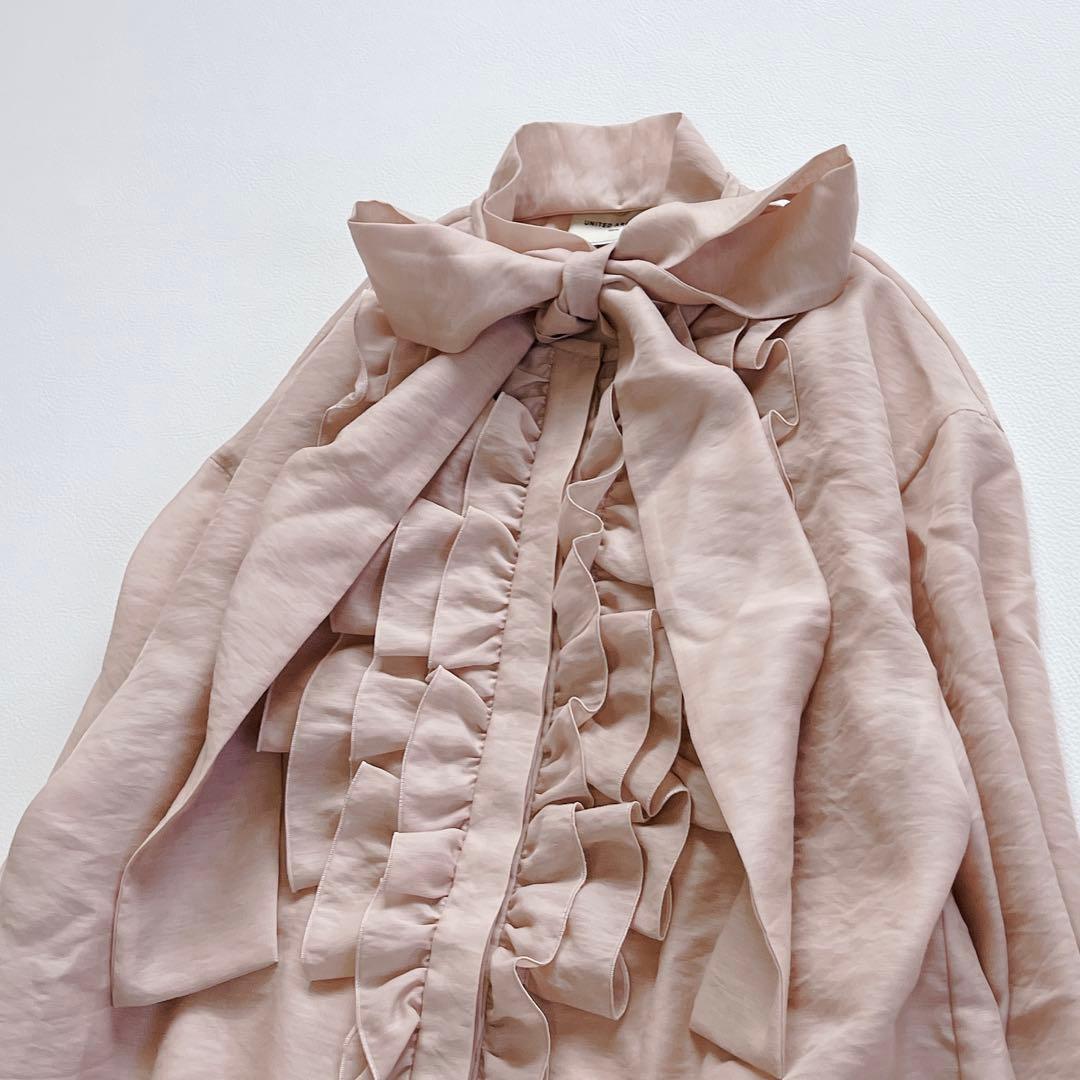 美品✨ UNITED ARROWS オーガンジー フリル&ボウタイ ブラウス