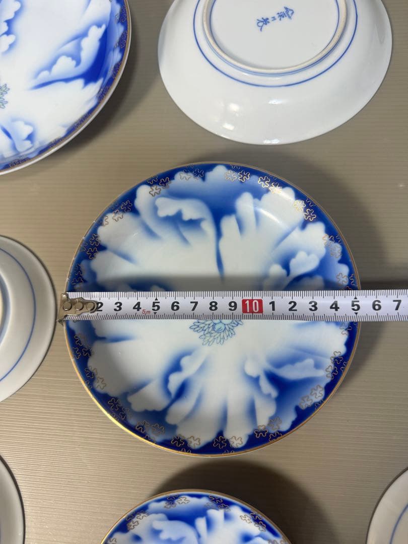 2315 深川製磁　牡丹金ミル　大皿1客　中皿4客　小皿5客