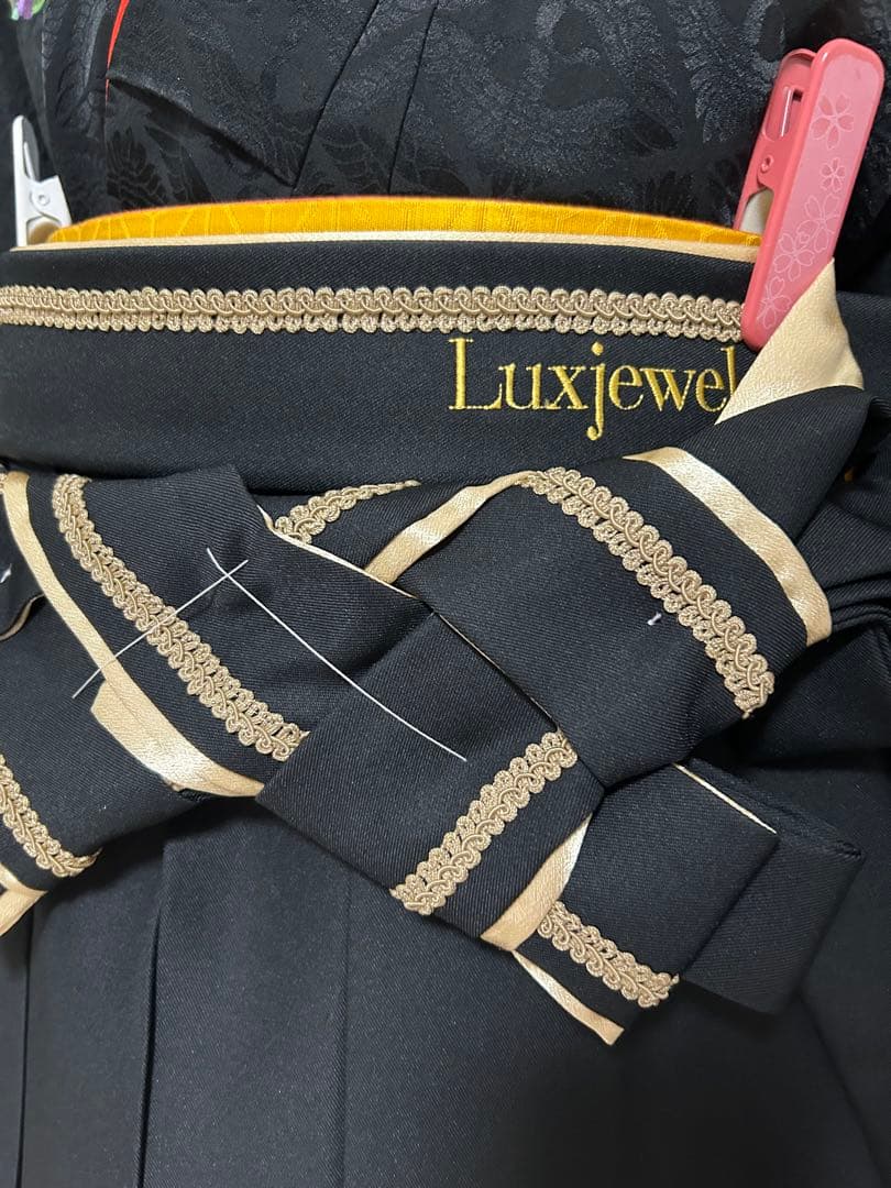 黒の二尺袖振袖レースの付いた袴2点セット トールサイズluxjewel ブランド