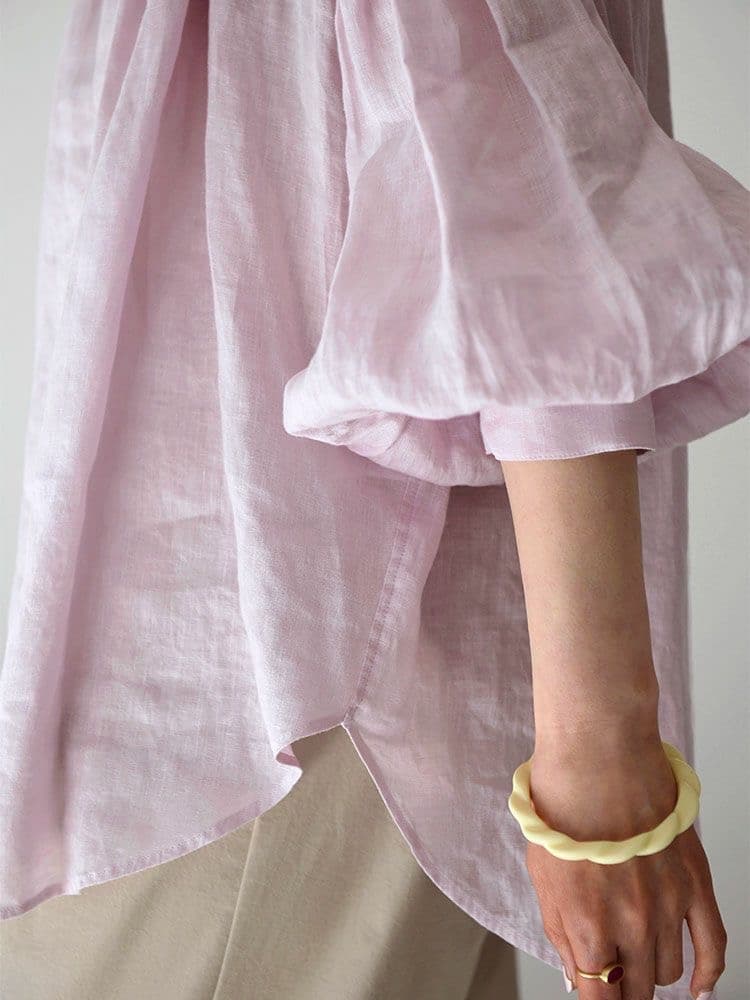 Mikiさん専用ハグオーワー　リネンボタン付きプルオーバー（ホワイトセージ）