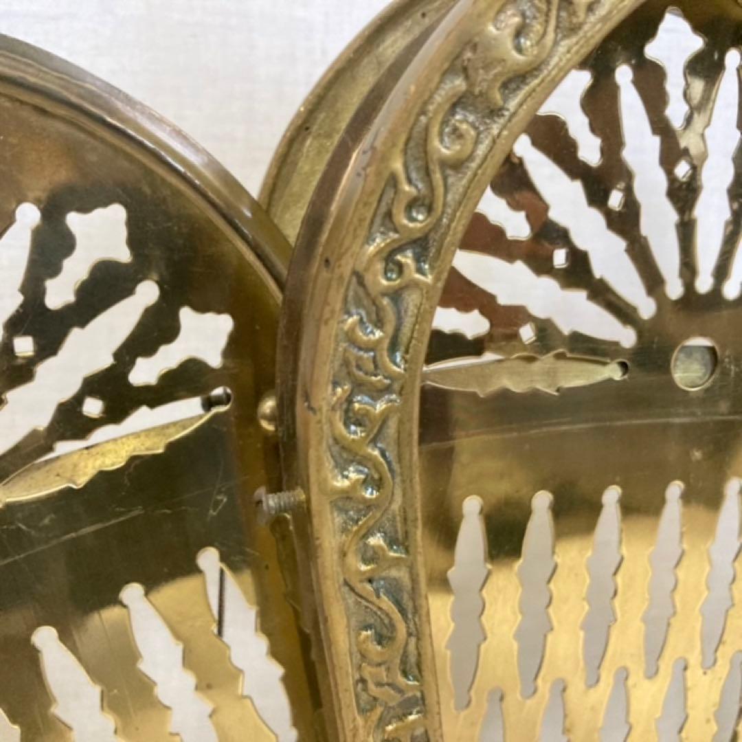 ファイヤースクリーン 暖炉 ストーブ 衝立 真鍮 金属 レトロ ヴィンテージ