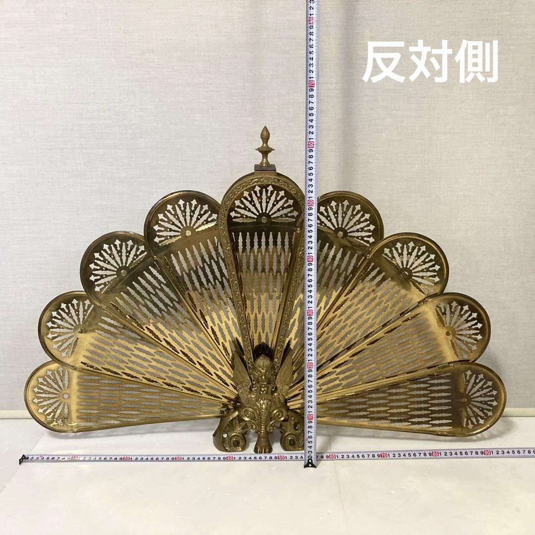 ファイヤースクリーン 暖炉 ストーブ 衝立 真鍮 金属 レトロ ヴィンテージ