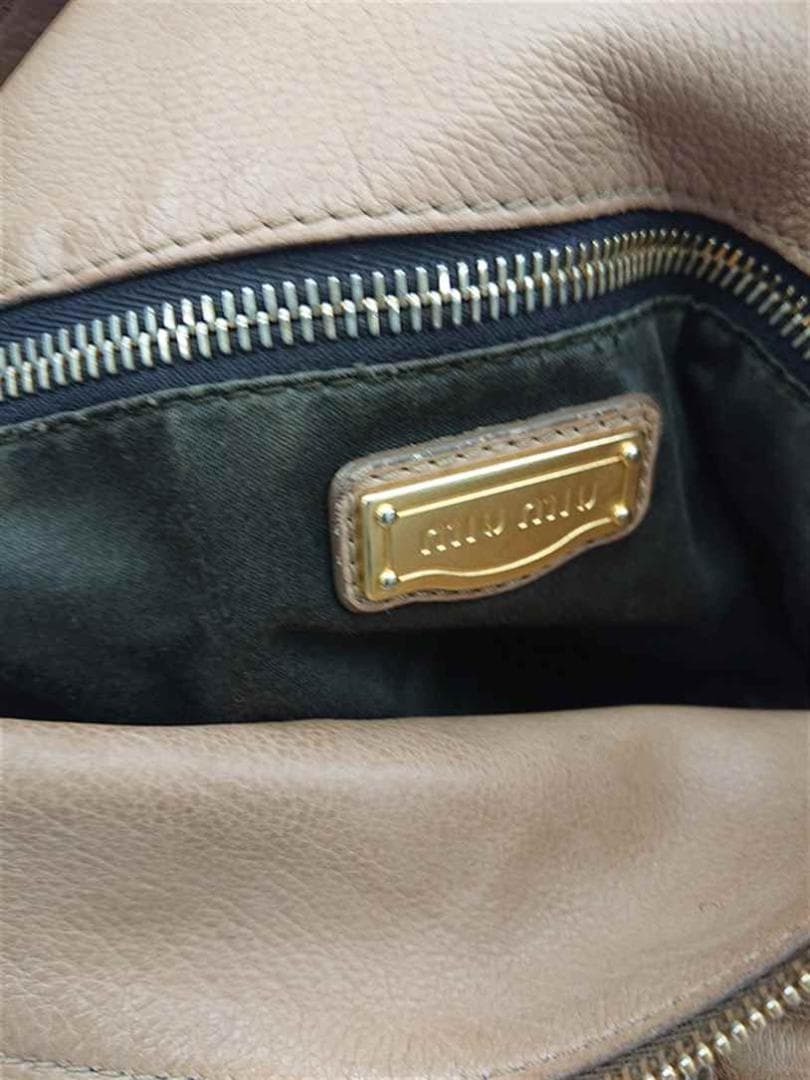 ◎ミュウミュウ レザー 2WAYショルダーバッグ ベージュ系 レディース