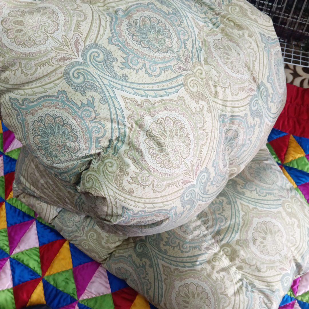 羽毛掛け布団　西川産業 花柄掛 グリーン系シングル　ダウン85%　中羽毛1.1㌔