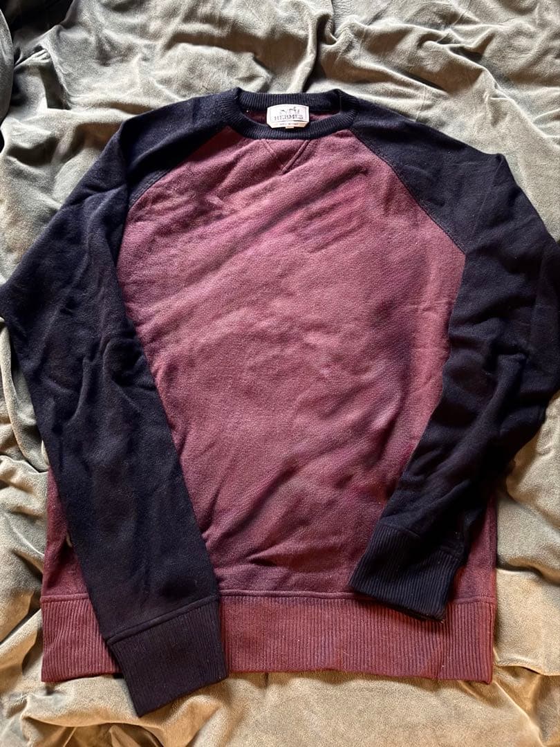 HERMES カシミヤラグランセーターM