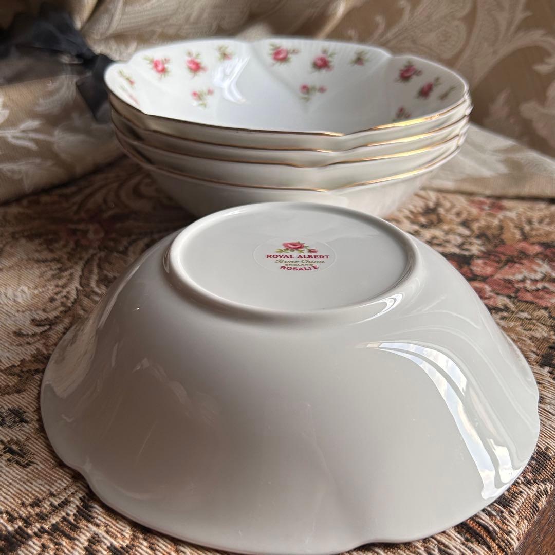 英国製 ...Rosalie 可憐な花びら金彩 ボウル5枚