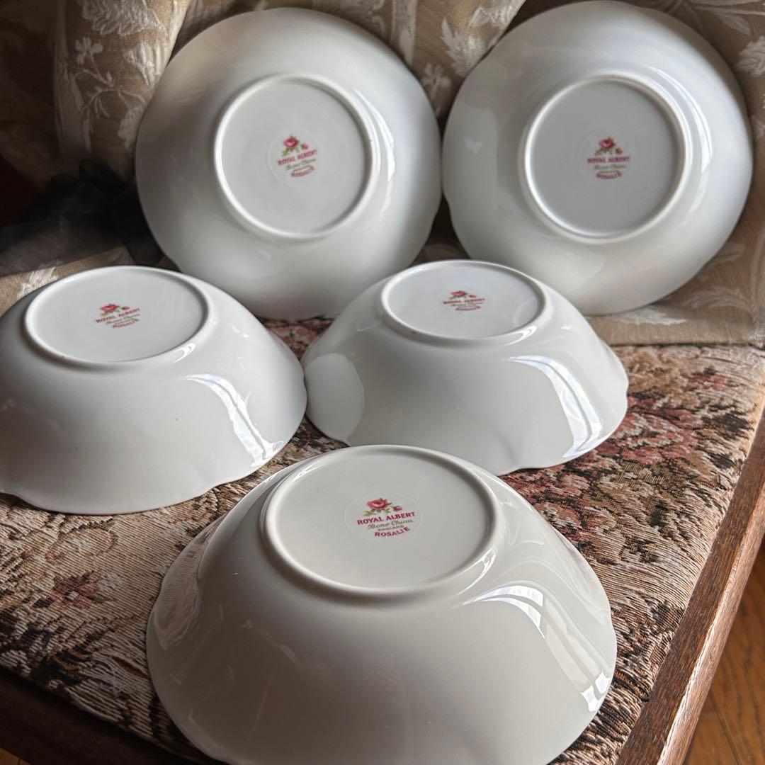 英国製 ...Rosalie 可憐な花びら金彩 ボウル5枚