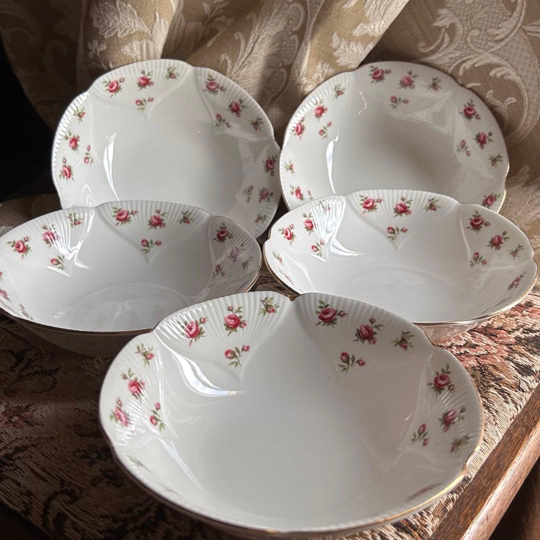 英国製 ...Rosalie 可憐な花びら金彩 ボウル5枚