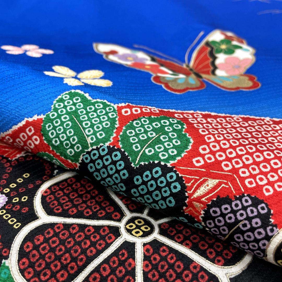 ◎mk-3457　七五三　女の子　着物・襦袢セット　金駒刺繍　　12-15