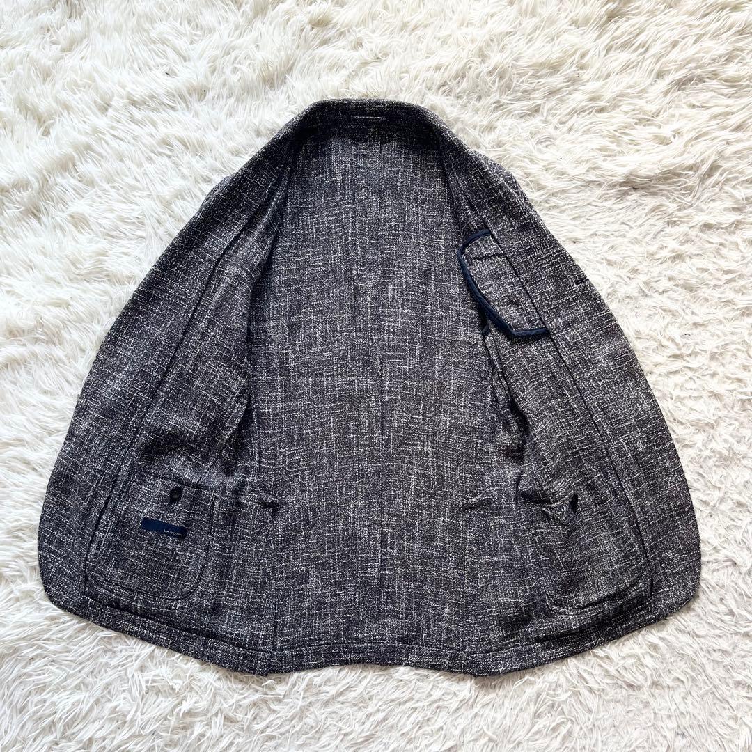 <美品>LARDINI グレー リネン ツイード ジャケット サイズ42