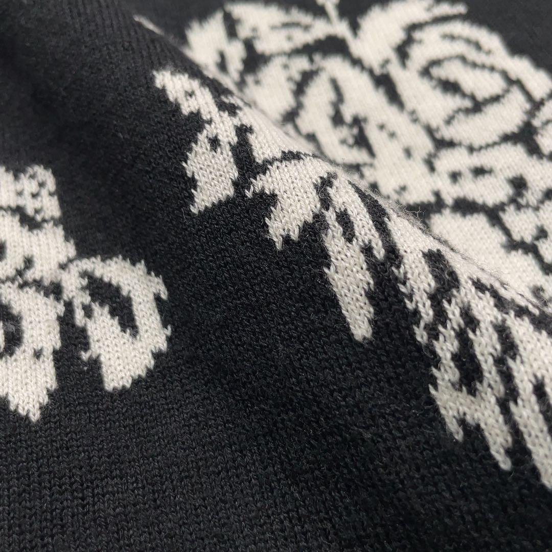 美品 スーパービューティー 花柄 ジャガード ビジュー ニットワンピース 42