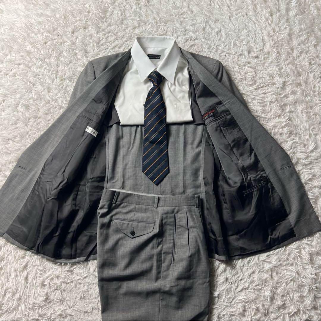 ポールスミス　高級生地　コラボ　セットアップ　スーツ　ダブル　グレー　Lサイズ
