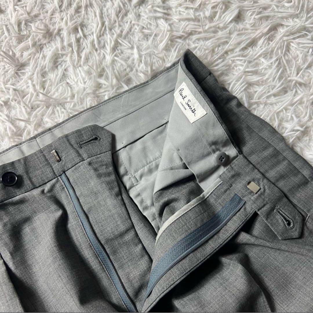 ポールスミス　高級生地　コラボ　セットアップ　スーツ　ダブル　グレー　Lサイズ