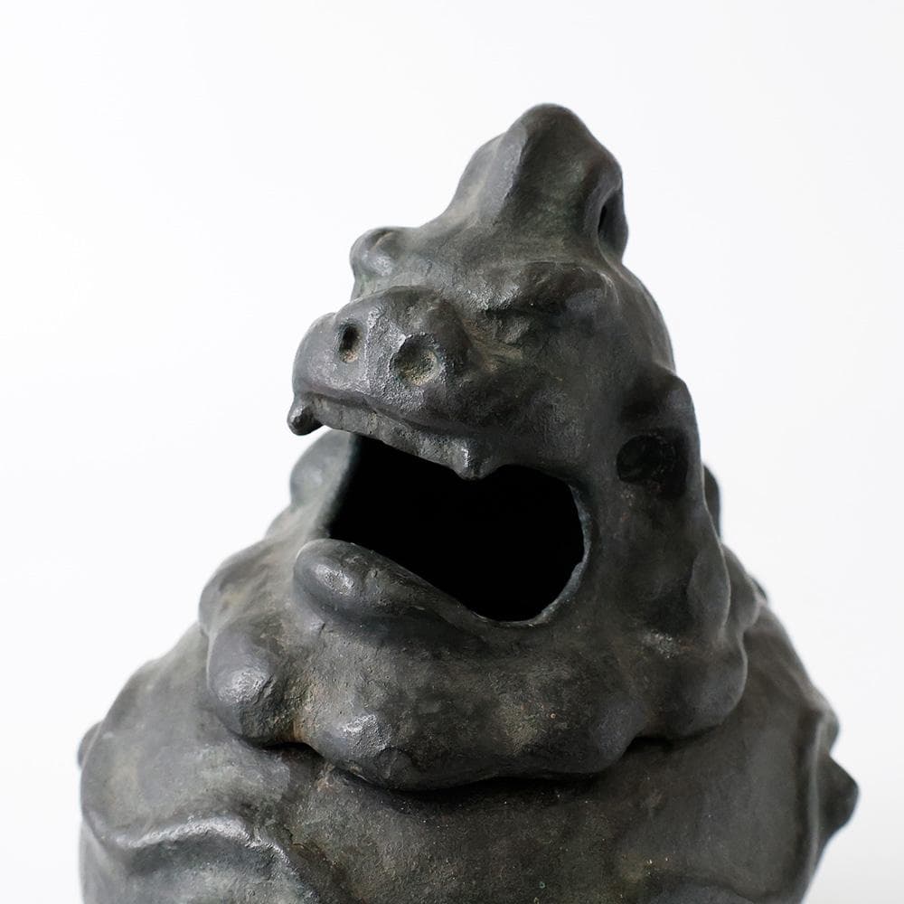 李王家 朝鮮美術品製作所謹造製 古銅 獅子香炉 2836g高さ22㎝李朝中国美術