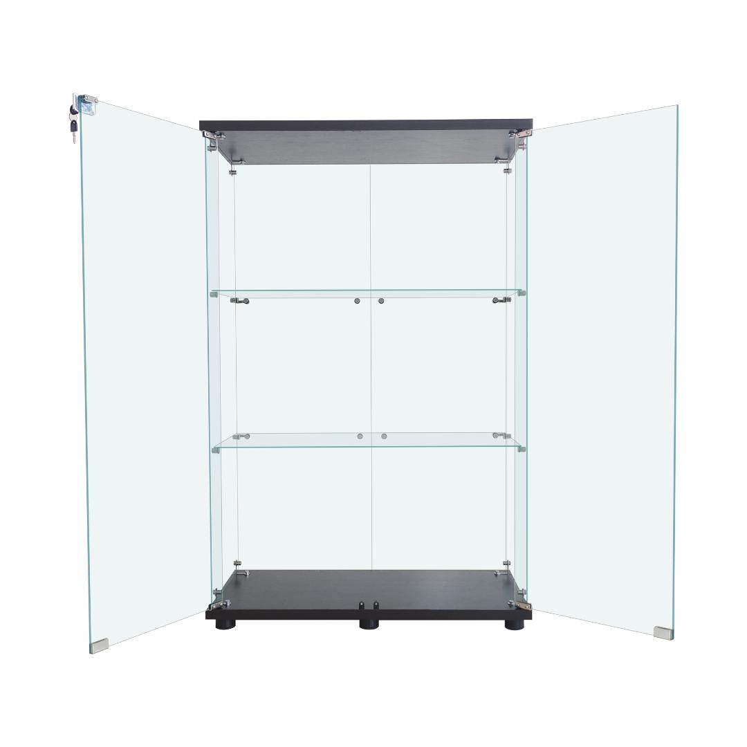 【新品】人気No.1！3段ワイドガラスケース黒｜支柱なし全面ガラス｜フィギュア棚