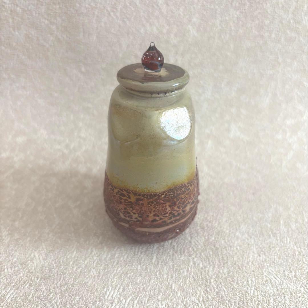 炎変 有蓋壺 山田妙山 硝子 茶入 茶道具 共箱