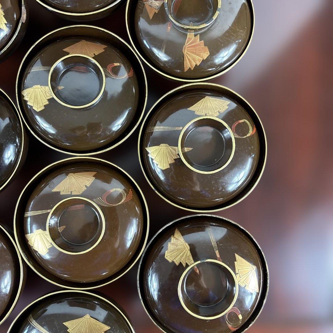 漆器 葉模様 椀 10客セット