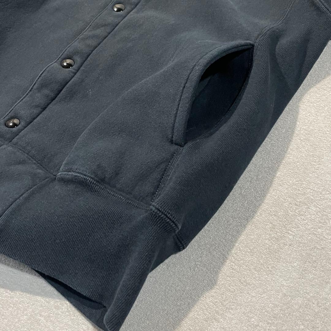 【USA製】Championリバースウィーブスナップカーディガン黒L単色タグ復刻