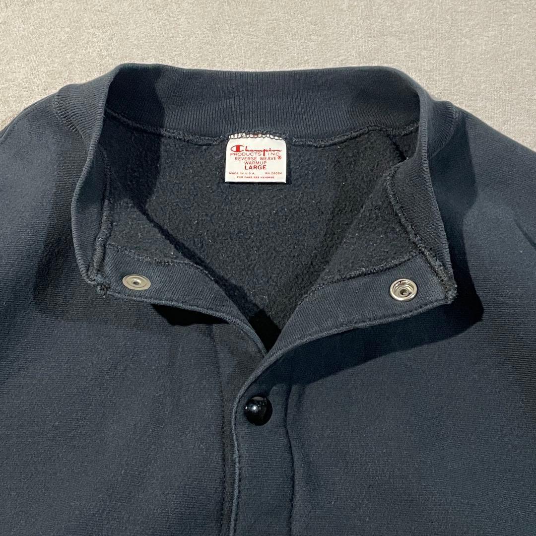 【USA製】Championリバースウィーブスナップカーディガン黒L単色タグ復刻