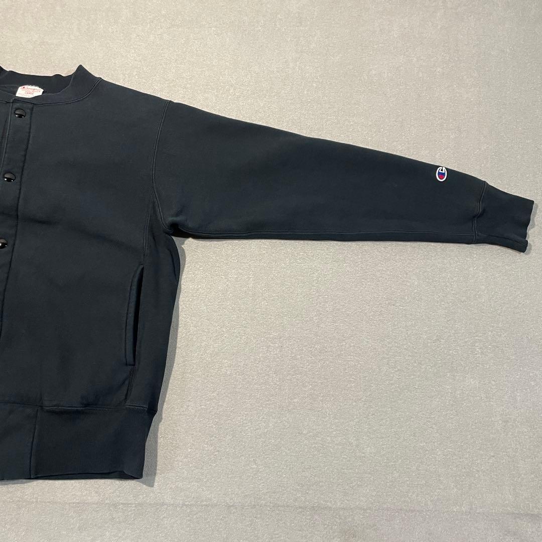 【USA製】Championリバースウィーブスナップカーディガン黒L単色タグ復刻