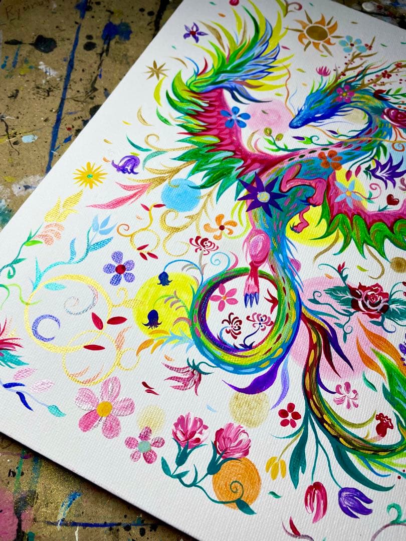 幻の花龍⑤ アクリル画 開運絵画 龍神 龍ノツカイ