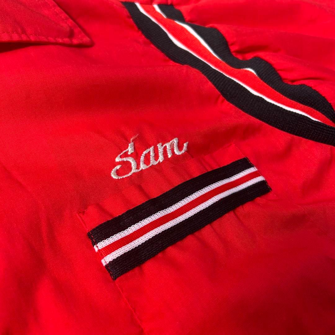 【良刺繍!!】70s Hilton USA製 赤 半袖シャツ ボーリングシャツ