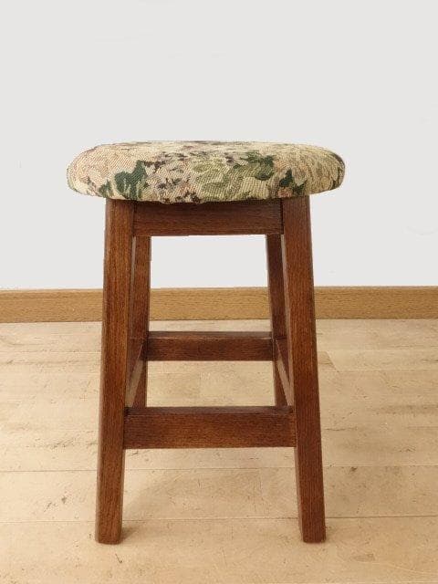 北海道手作り家具　ナラ材　スツール（花柄）　勇峰工芸（新）