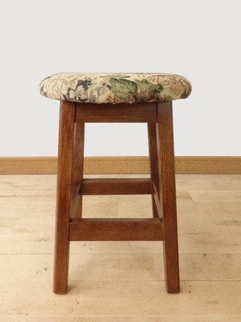 北海道手作り家具　ナラ材　スツール（花柄）　勇峰工芸（新）