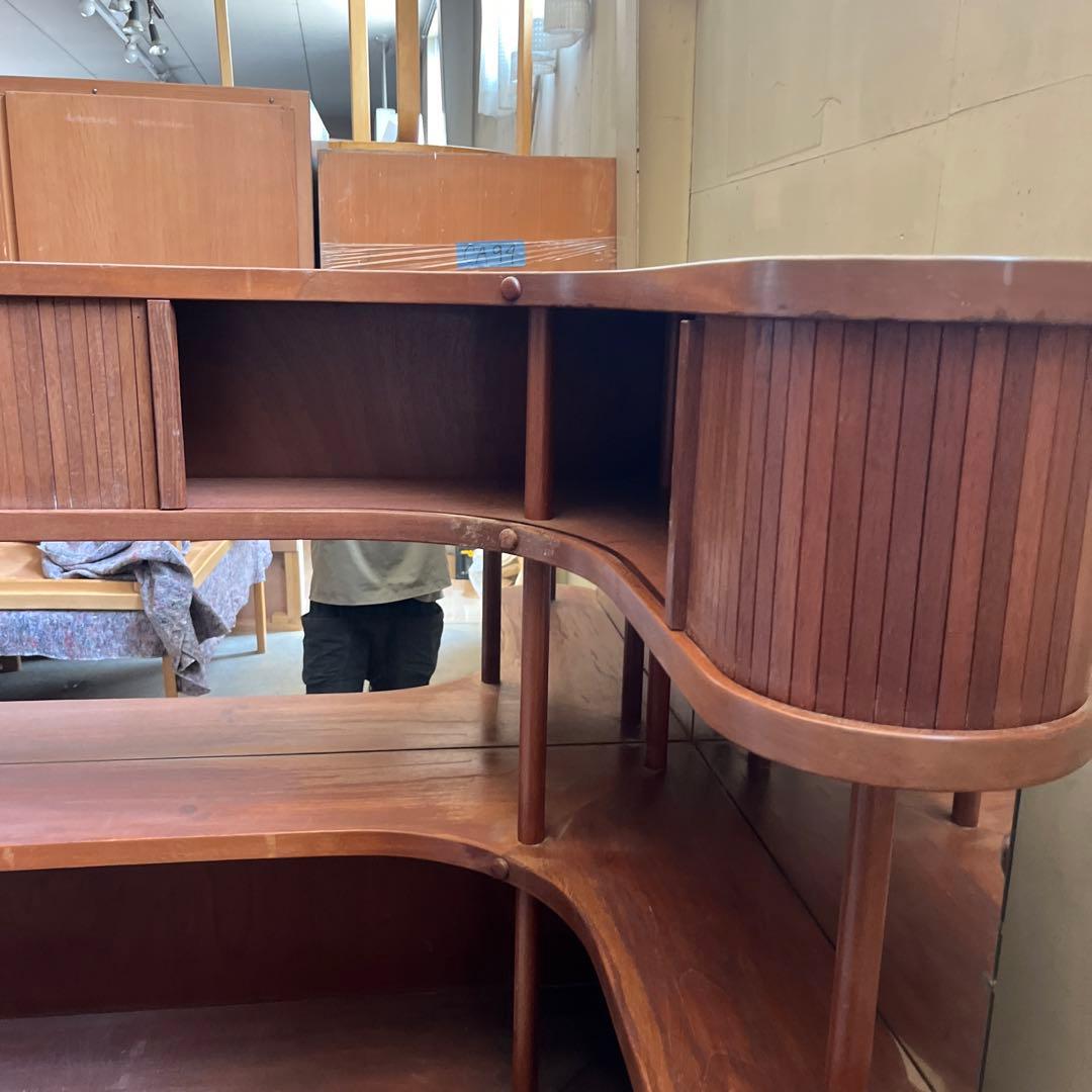 コーナー蛇腹キャビネット　チーク