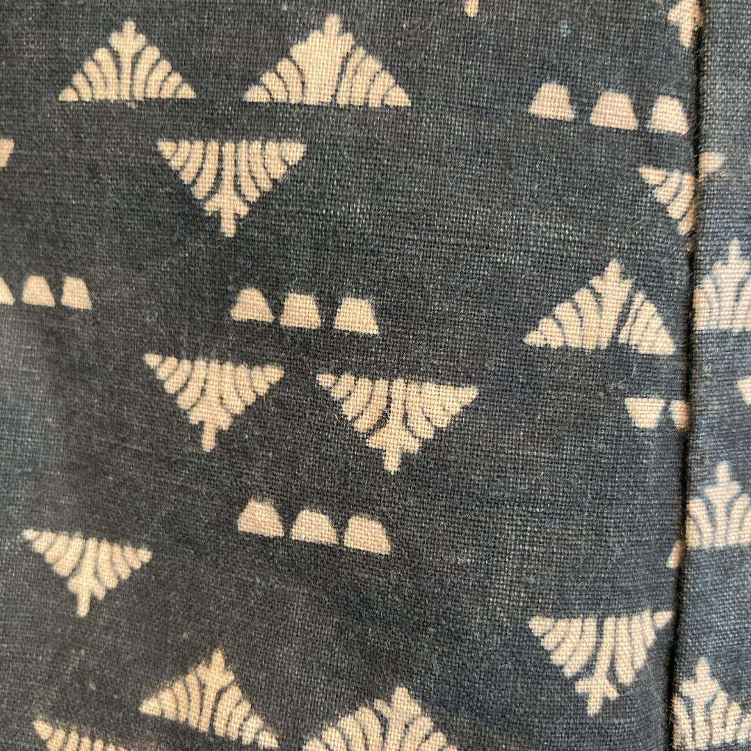 古布　男物　半襦袢　両面染め　型染　ミツウロコ　絞り　時代劇