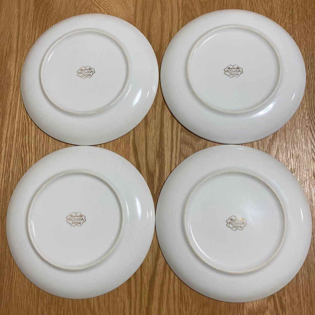 京薩摩　越田　コシダジャパン　金彩花尽絵図　中皿4枚セット