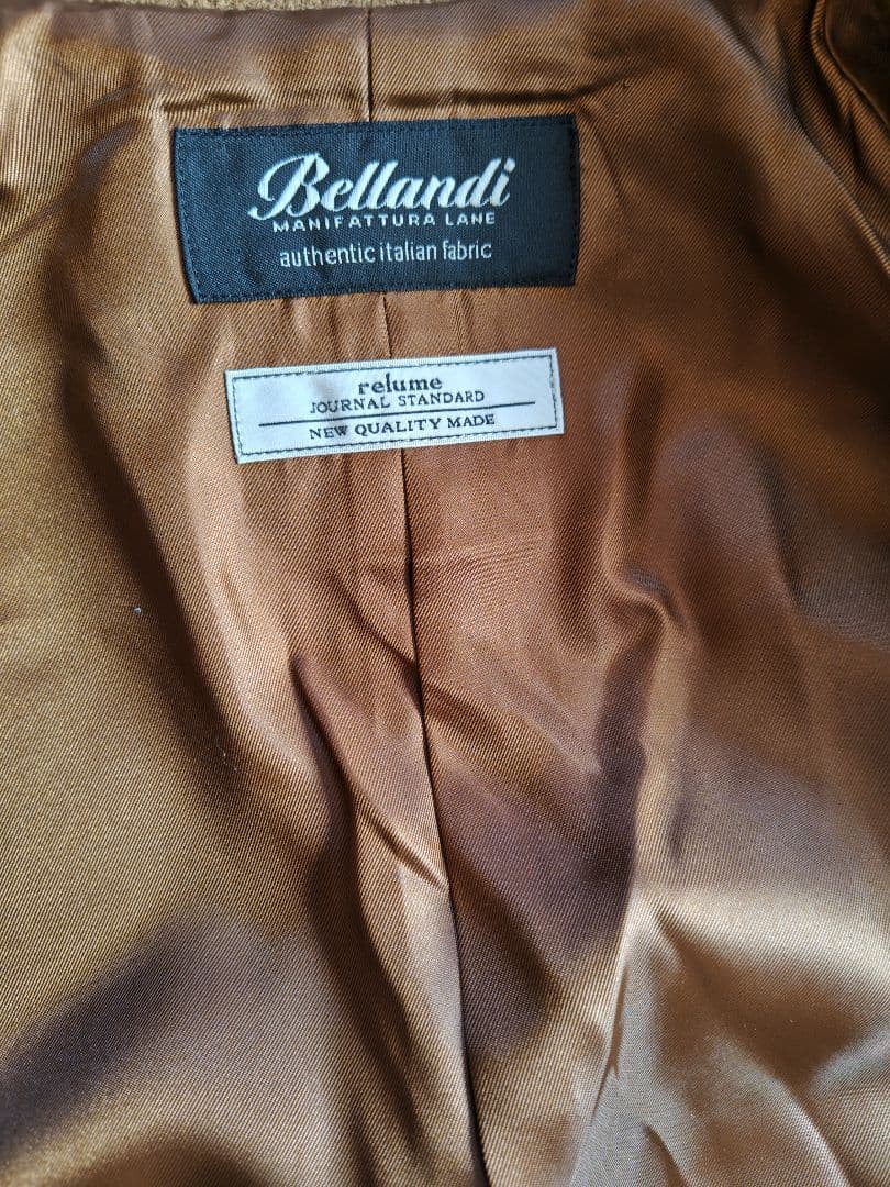 ジャーナルスタンダードレリュームBellandi ミドルPコート36 キャメル