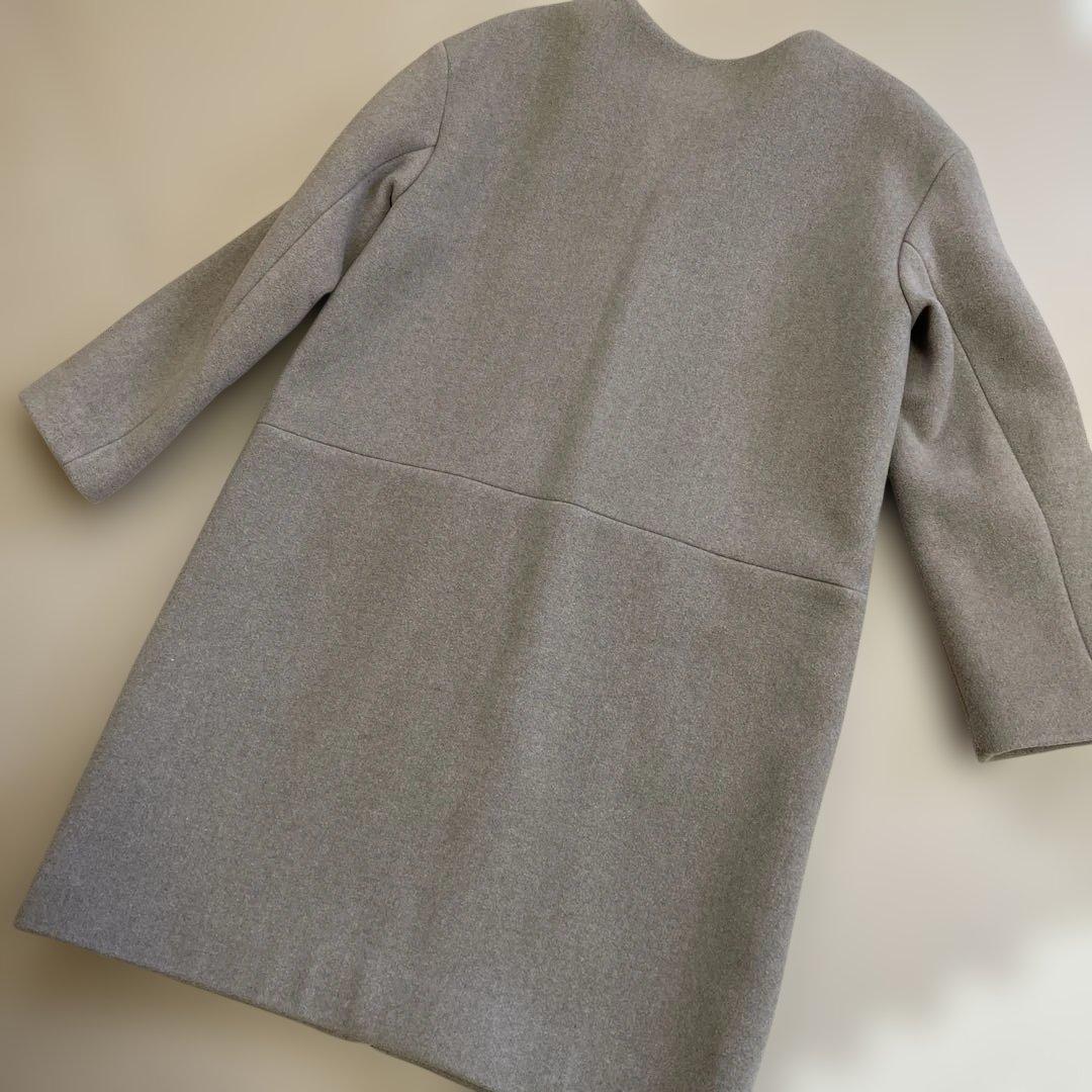 超美品！NOBLEノーブル　ノーカラーコート　グレージュ　38 ジップ