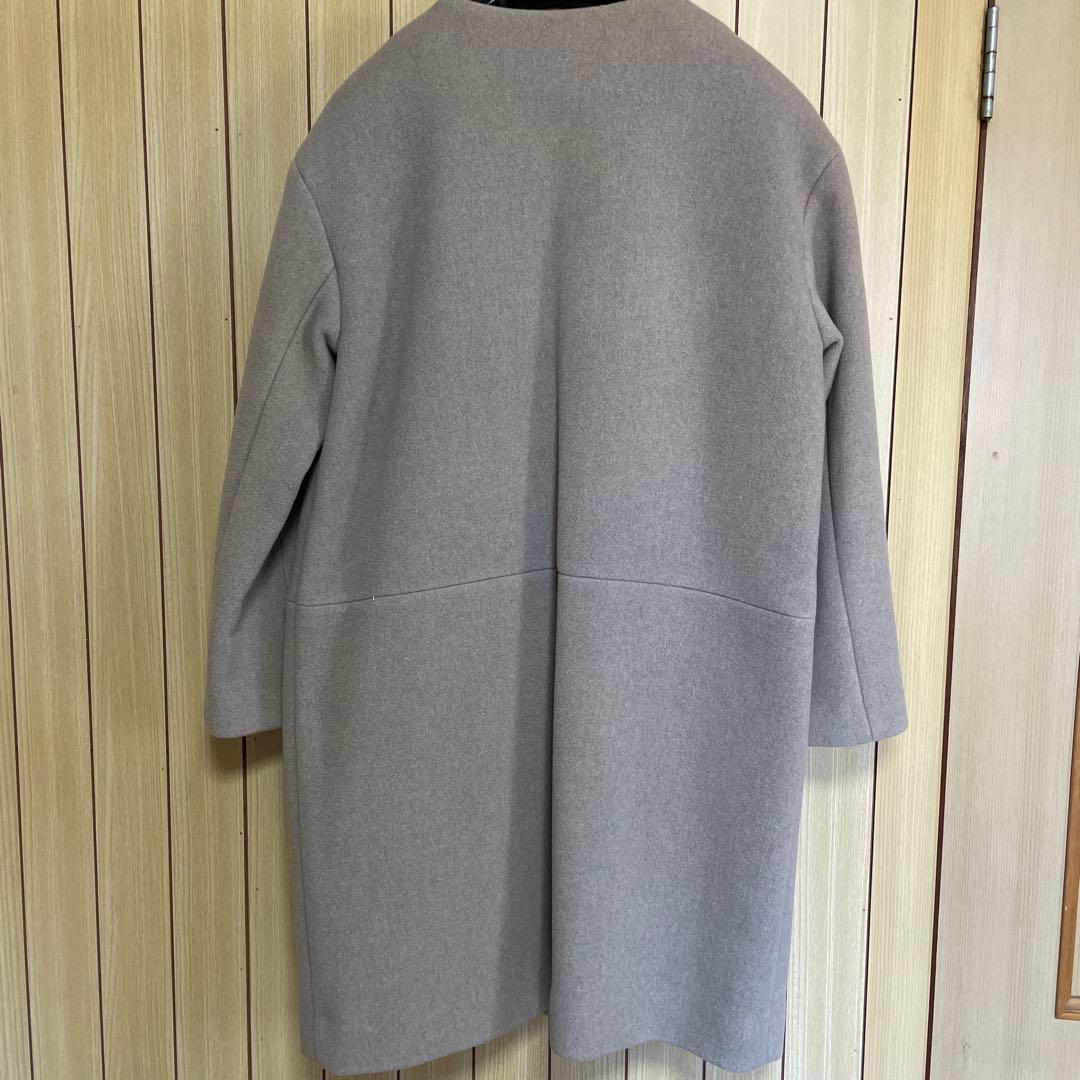 超美品！NOBLEノーブル　ノーカラーコート　グレージュ　38 ジップ