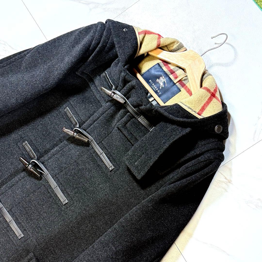 【未使用級/L】バーバリーロンドン ダッフルコート フード メガチェック