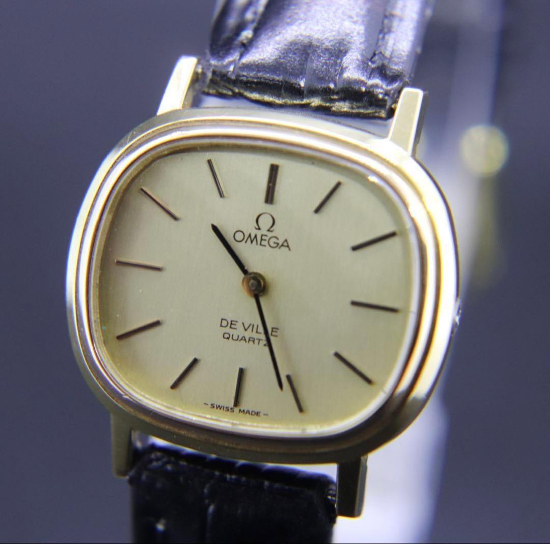 訳あり　オメガ　デヴィル　腕時計　レディース　クオーツ　金　ビンテージ　25ｍｍ