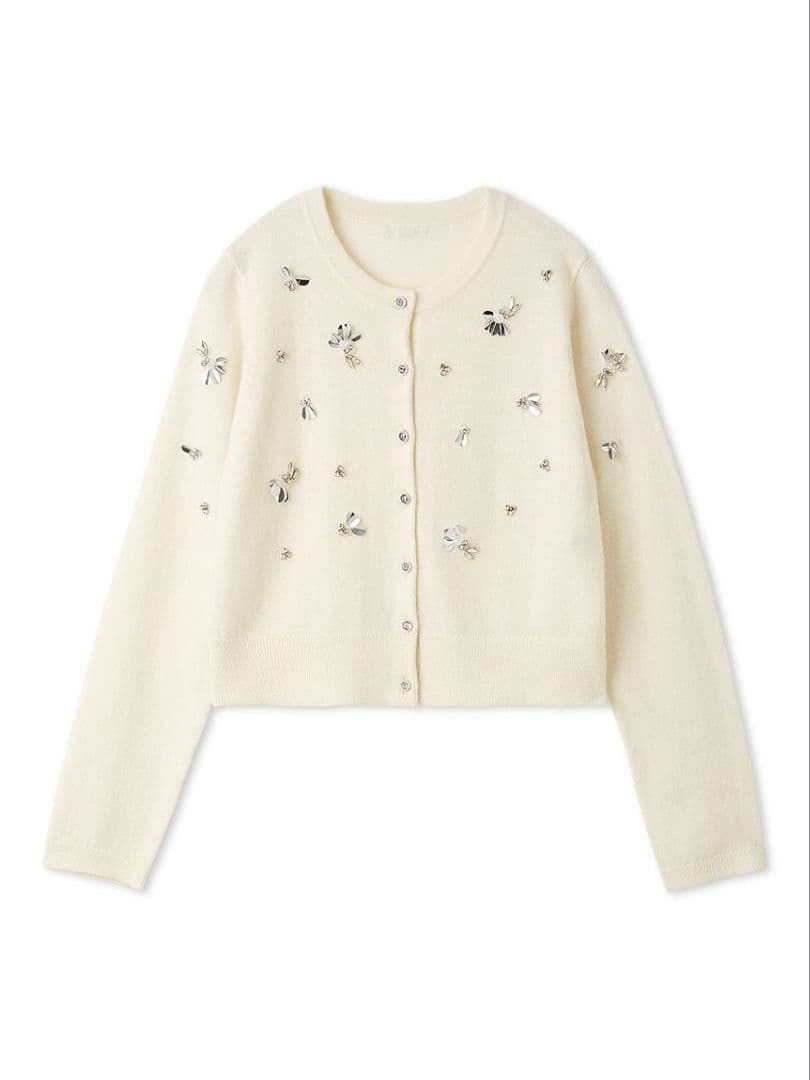 CELFORD（セルフォード）ペタルビジューカーディガン　アイボリー