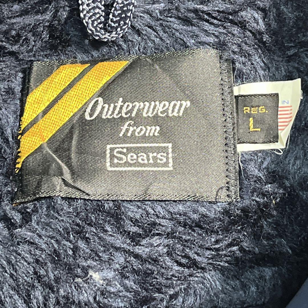 80s シアーズ USA製 裏ボア コーチジャケット L 紺 ネイビー 7778
