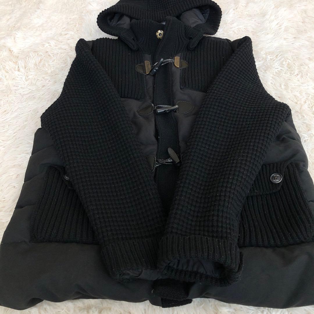 Barkバーク　ニット切替ダウンジャケット　ブラック黒　L　フード脱着可