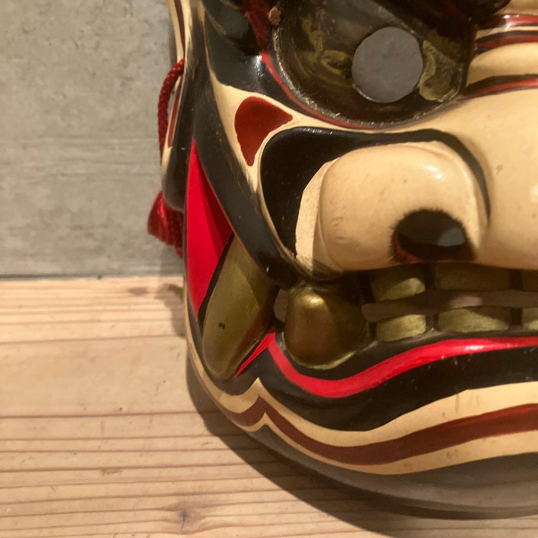 備中神楽面　田邊聖祐　建御名方命　鬼面　木彫　能面　狂言　お面　伝統芸能