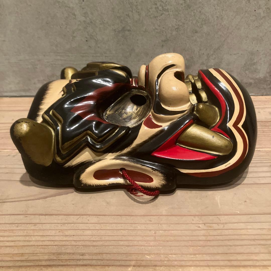 備中神楽面　田邊聖祐　建御名方命　鬼面　木彫　能面　狂言　お面　伝統芸能